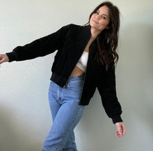 Load image into Gallery viewer, Vintage Black Quilted Suede Jacket