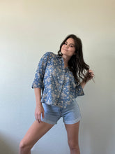 Load image into Gallery viewer, Vintage Floral Chambray Blouse