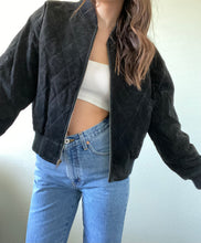 Load image into Gallery viewer, Vintage Black Quilted Suede Jacket