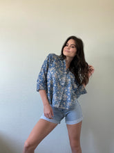 Load image into Gallery viewer, Vintage Floral Chambray Blouse