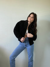 Load image into Gallery viewer, Vintage Black Quilted Suede Jacket