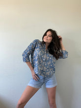 Load image into Gallery viewer, Vintage Floral Chambray Blouse