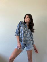 Load image into Gallery viewer, Vintage Floral Chambray Blouse