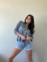 Load image into Gallery viewer, Vintage Floral Chambray Blouse