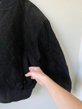 Load image into Gallery viewer, Vintage Black Quilted Suede Jacket