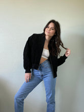 Load image into Gallery viewer, Vintage Black Quilted Suede Jacket
